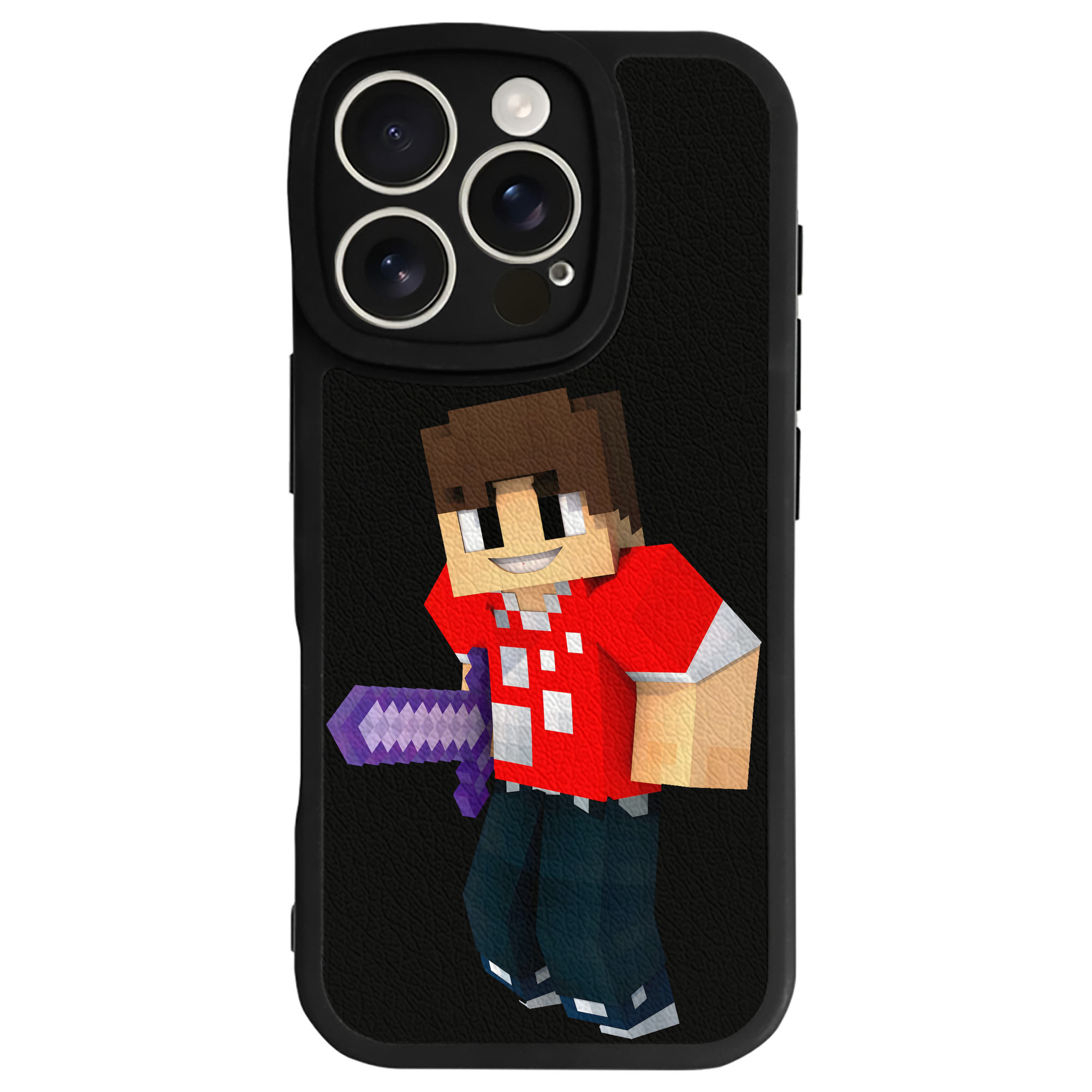（画像用） マインクラフト ブロックの世界 Minecraft MC Block world 【iPhone 16シリーズ対応】シリコンスマホケース（レザー調） 材質：シリコン